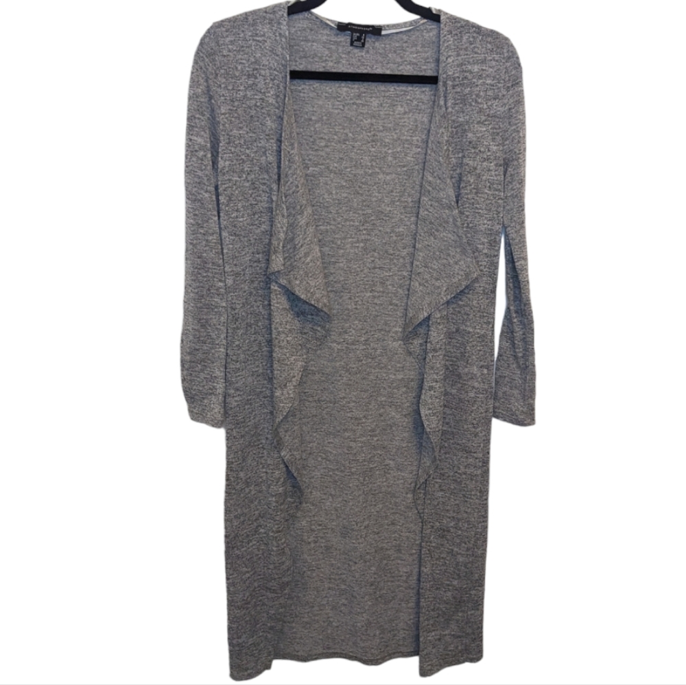 Atmosphere Gray Long Knit Open Front Cardigan Size 2 🌟